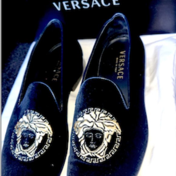 HAND MADE MEN LION EMBROIDERY BLACK HANDMADE VELVET LOAFERS SHOES main image 4